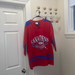 Starter Vintage 90s 3/4 Sleeve Hocket Montreal Canadians Pullover - Red- L